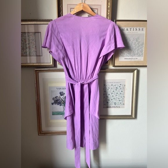 Stella McCartney V Neck Tie Waist Dress Lavender 40 Medium - Picture 3 of 11